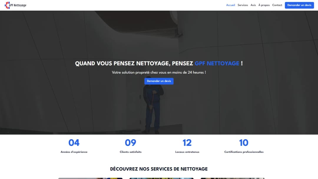 GPF Nettoyage, site vitrine optimisé SEO