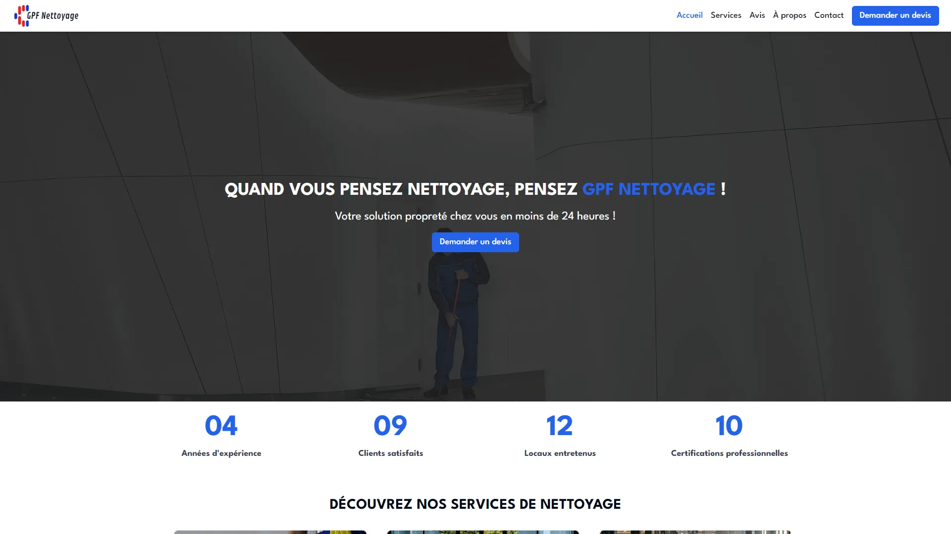 GPF Nettoyage, site vitrine optimisé SEO