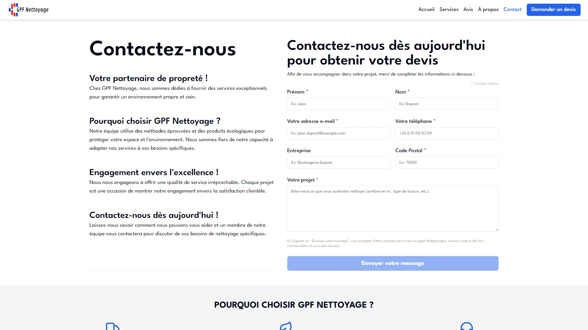 GPF Nettoyage, site vitrine optimisé SEO, aperçu 2