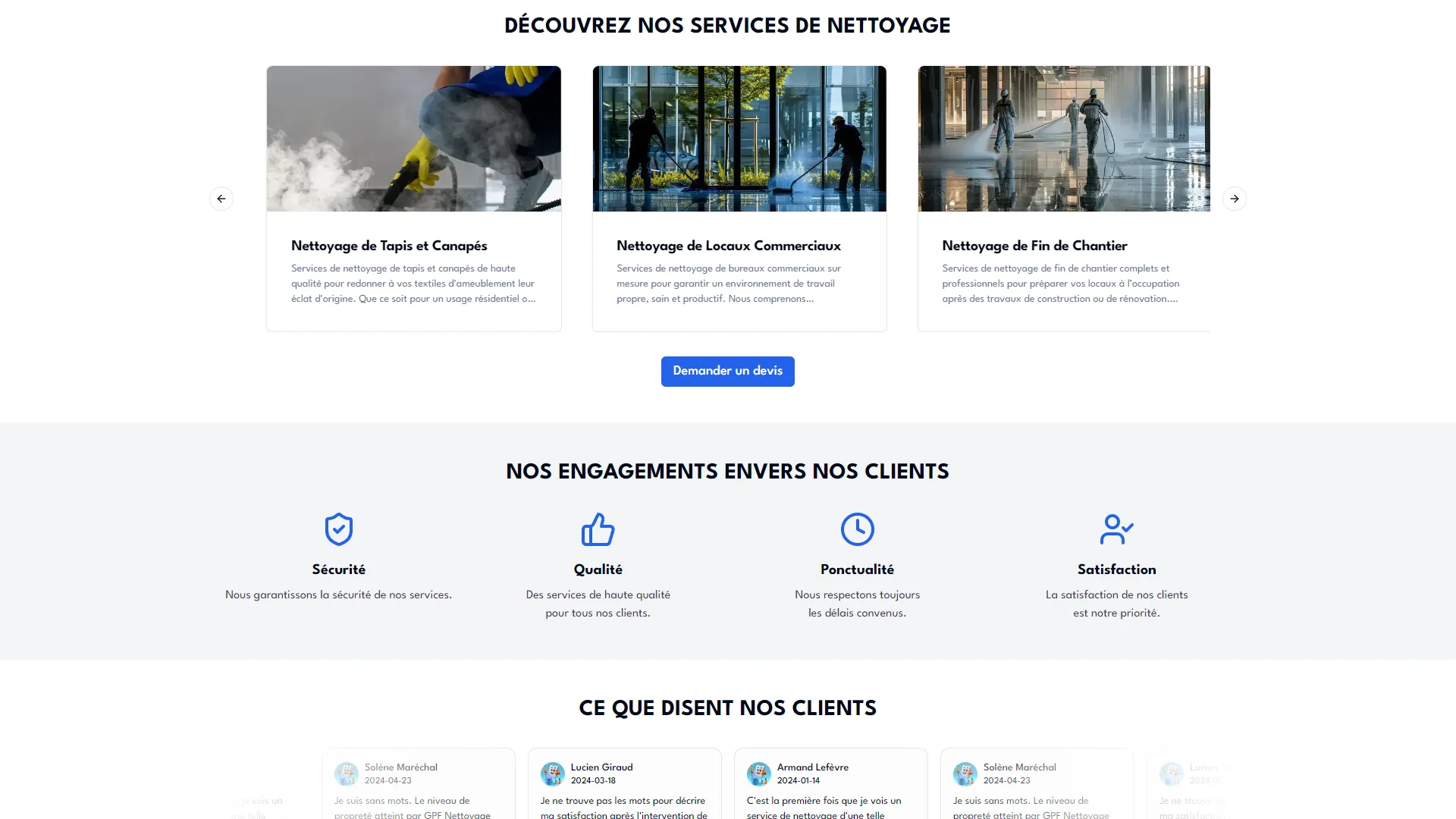 GPF Nettoyage, site vitrine optimisé SEO, aperçu 3