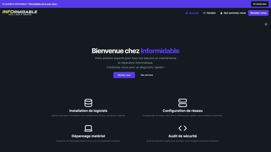 Informidable, site vitrine pour services informatiques