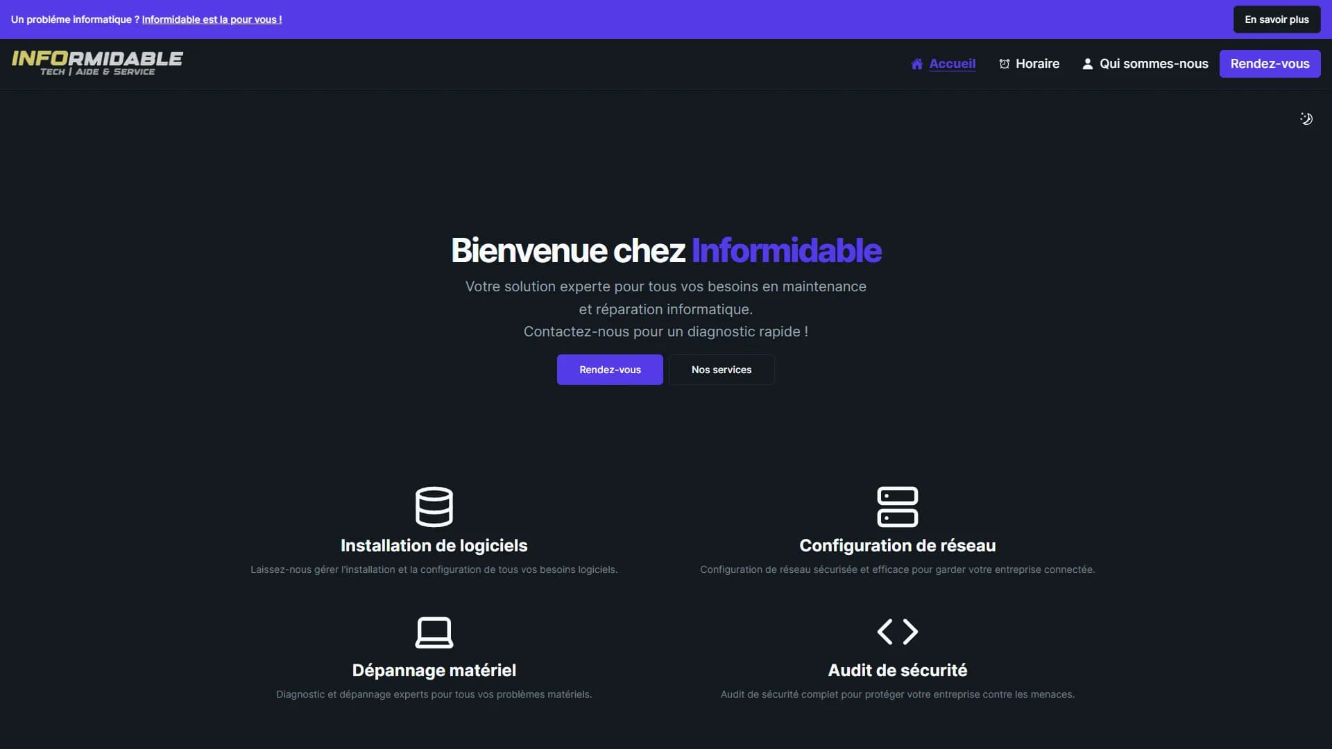 Informidable, site vitrine pour services informatiques