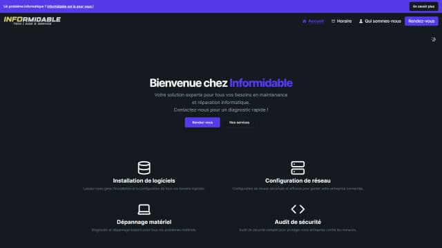 Informidable, site vitrine pour services informatiques