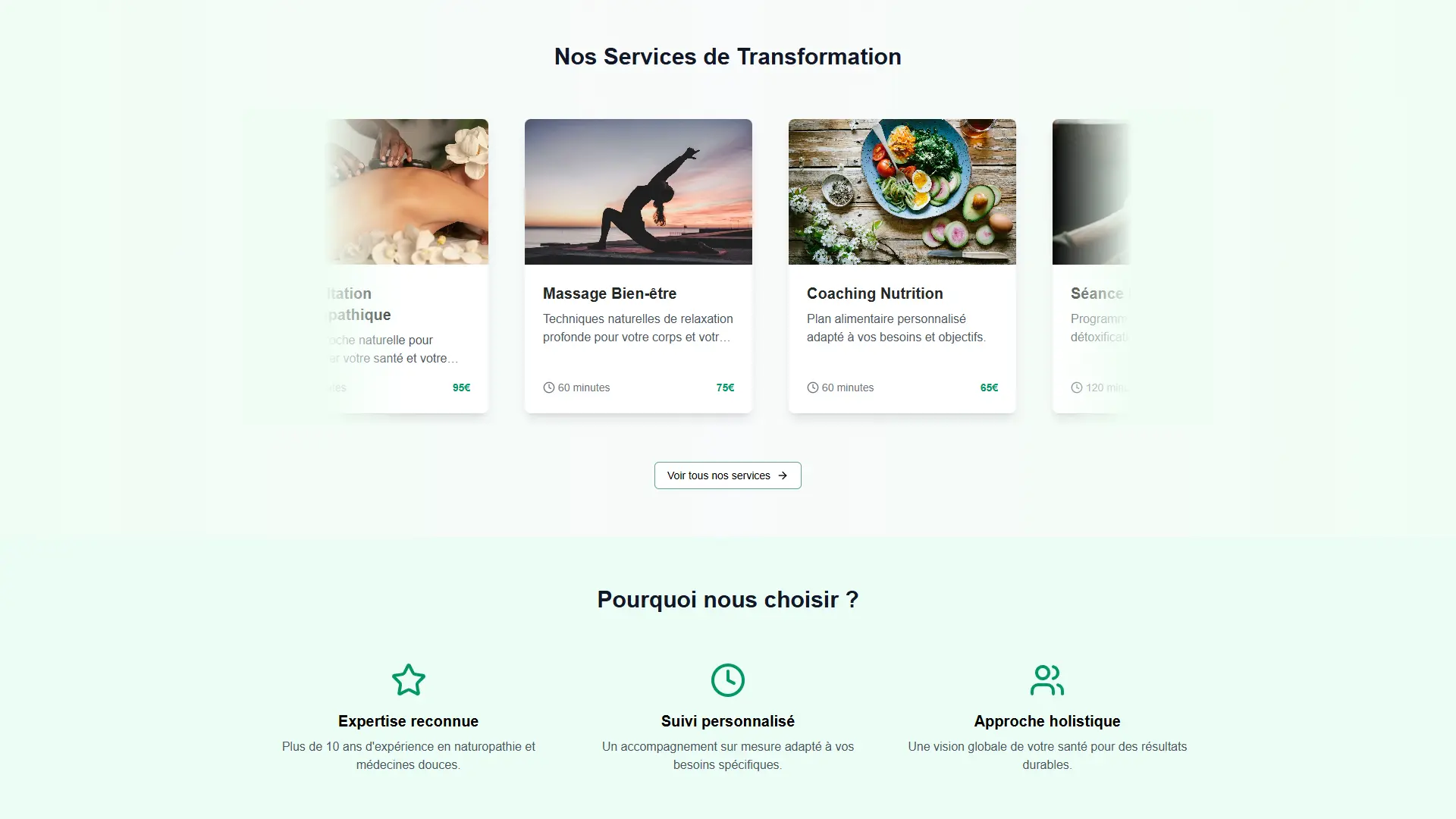 NathuroSur, site vitrine pour naturopathe, aperçu 2