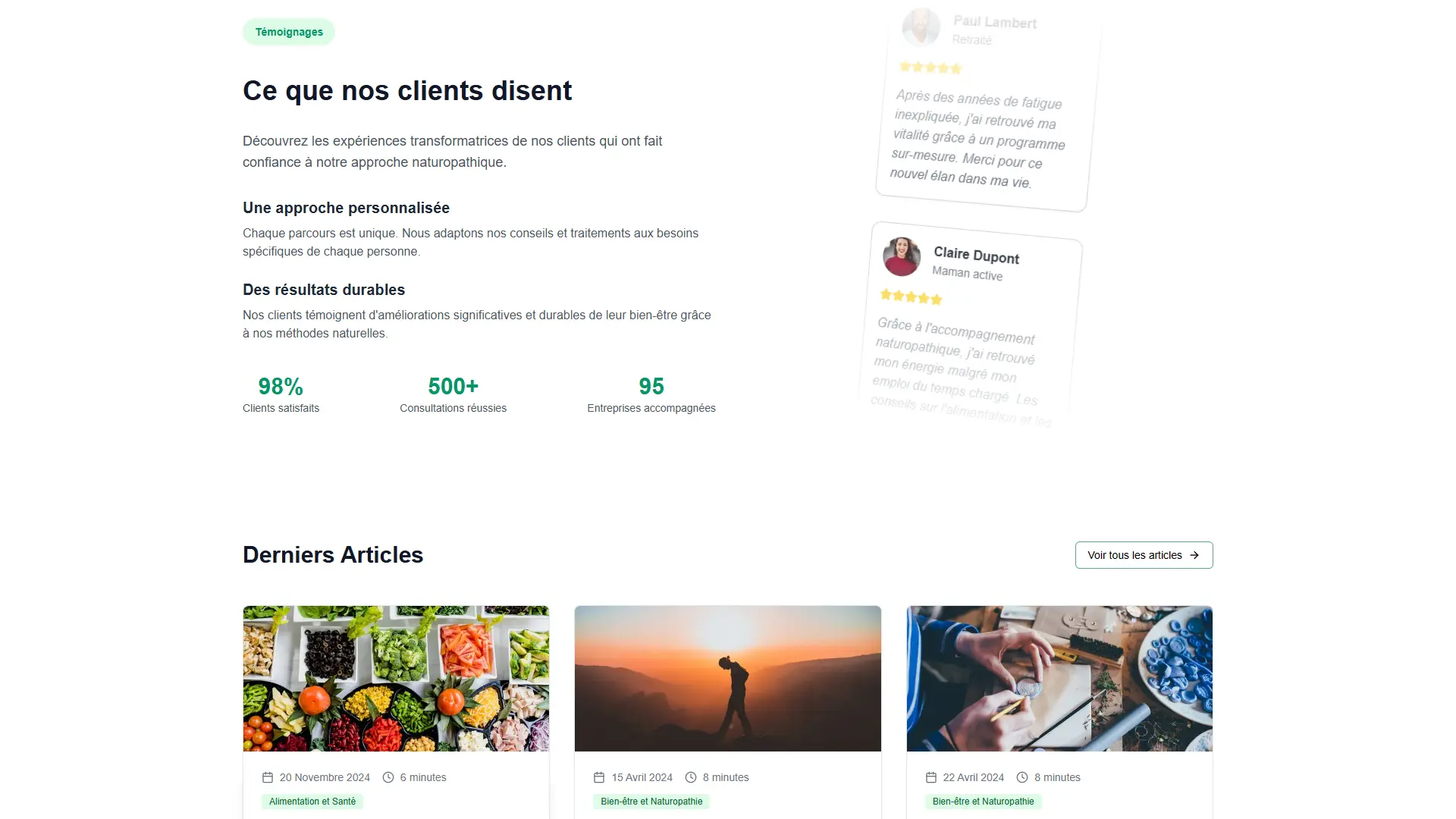 NathuroSur, site vitrine pour naturopathe, aperçu 3