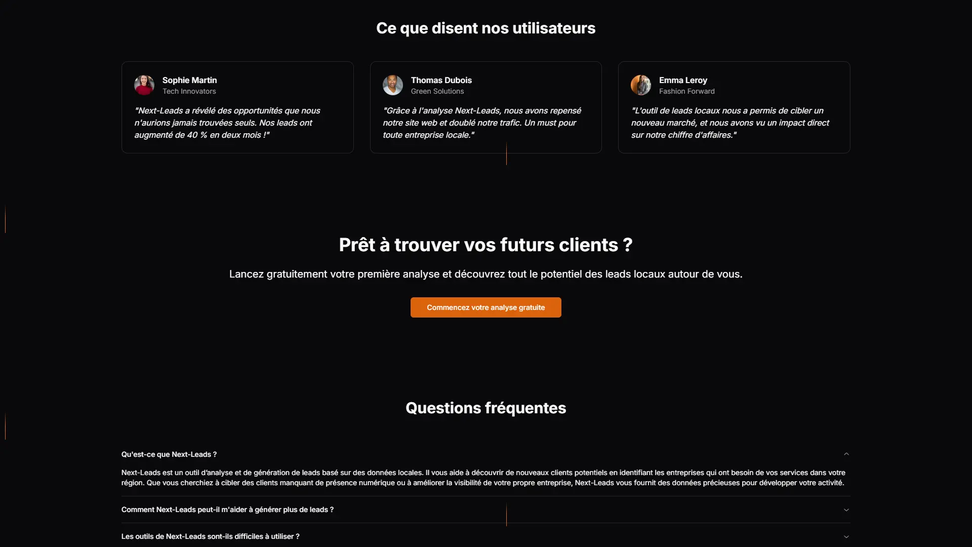 Next-Leads, application de génération de leads, aperçu 3