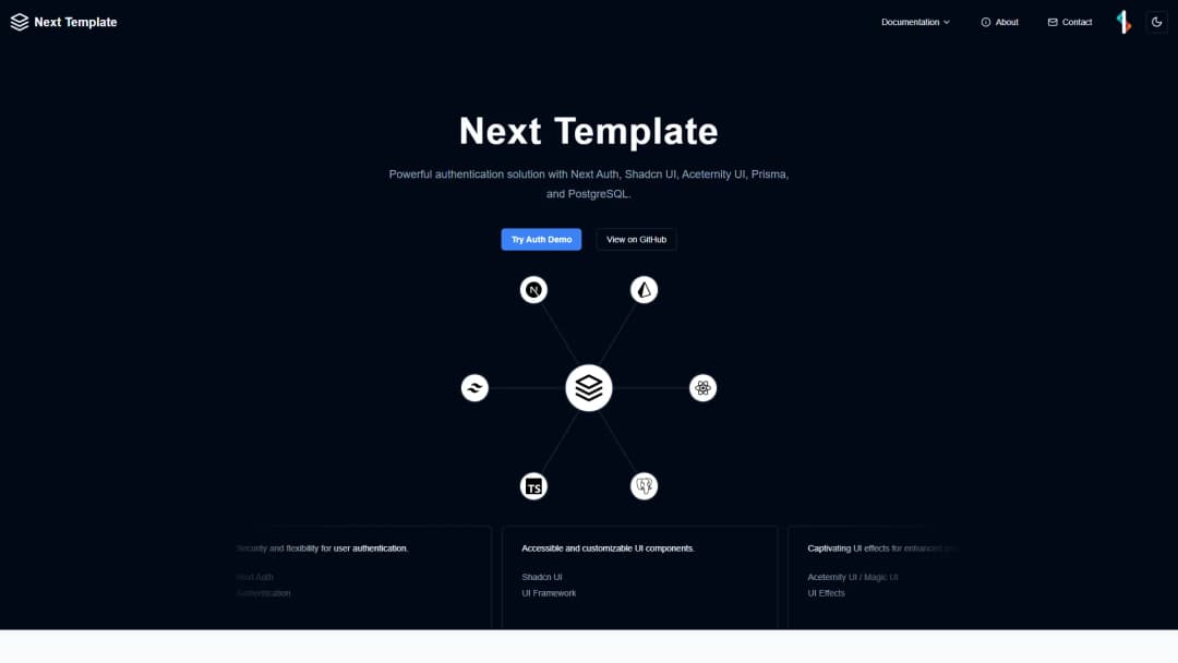 Next Template, application web d'authentification
