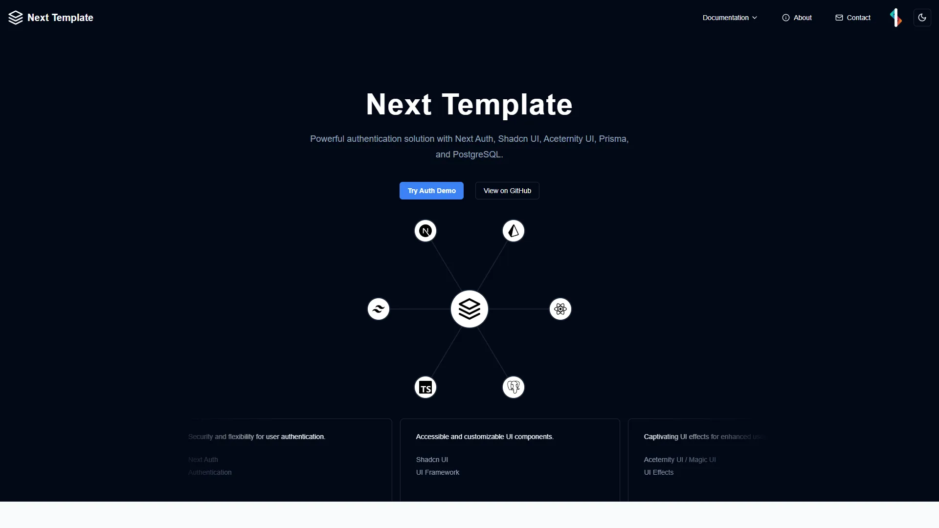 Next Template, application web d'authentification
