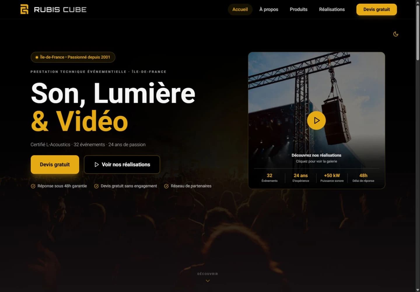 Page d’accueil du projet Rubis Cube sur ordinateur
