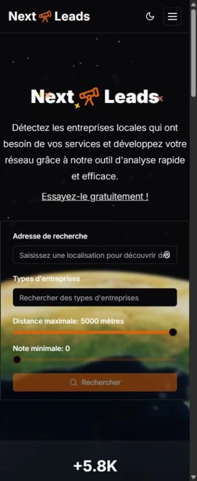 Version mobile du projet Next-Leads