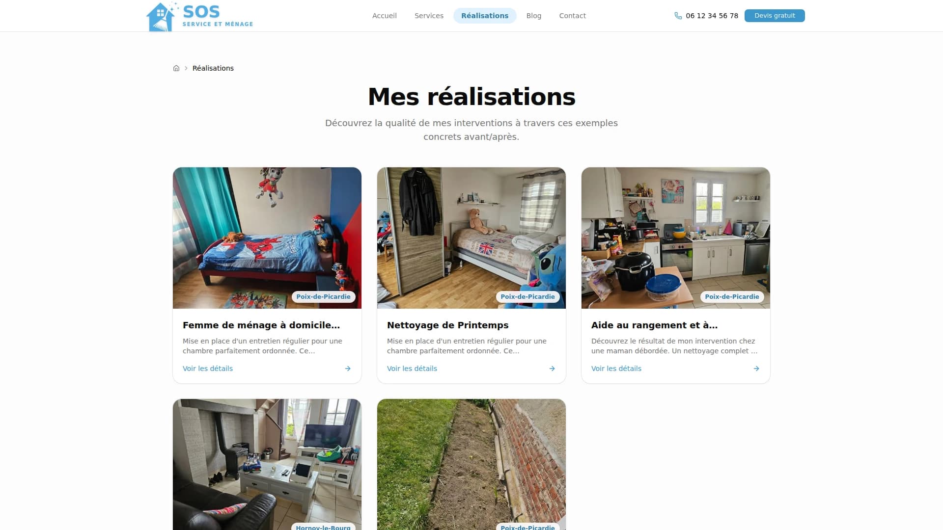SOS Service et Ménage, site vitrine et SEO local, aperçu 3