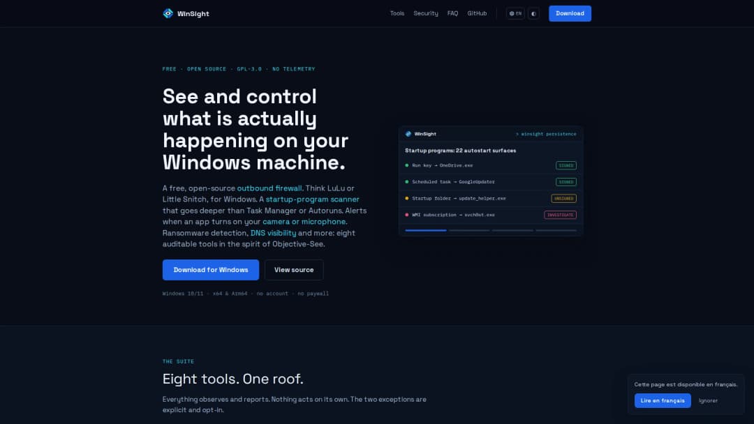 WinSight, application Windows open source